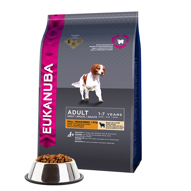 Eukanuba sausas pašaras mažų ir vidutinių veislių šunims, su ėriena ir ryžiais​, 12 kg