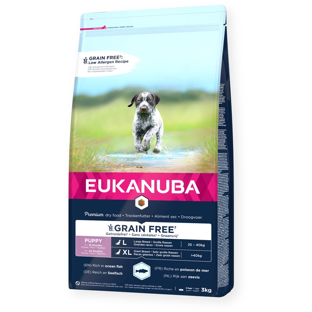 Eukanuba Grain Free Didelių Veislių Šuniukams, 3 Kg
