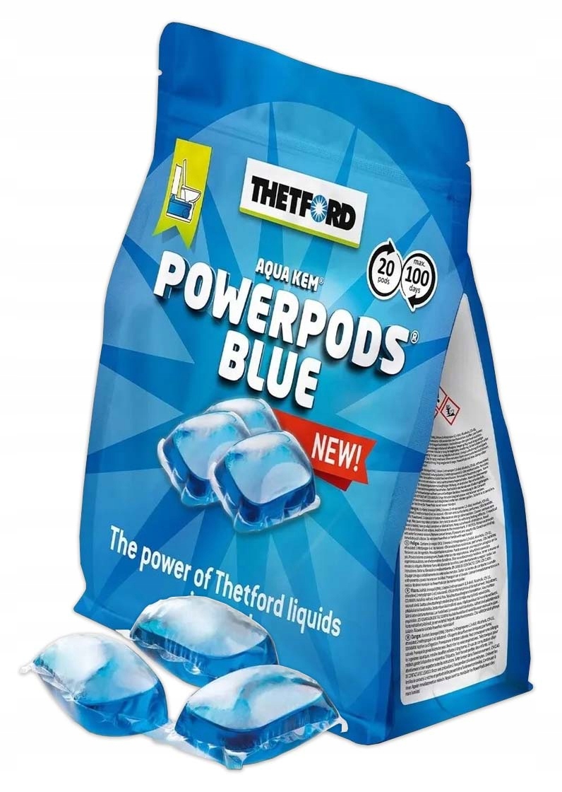 "Thetford PowerPods Blue" kelioninės tualeto kapsulės paketėlių tabletės