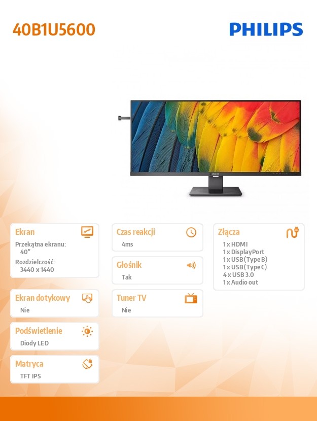 Monitorius philips 40b1u5600/00, 40