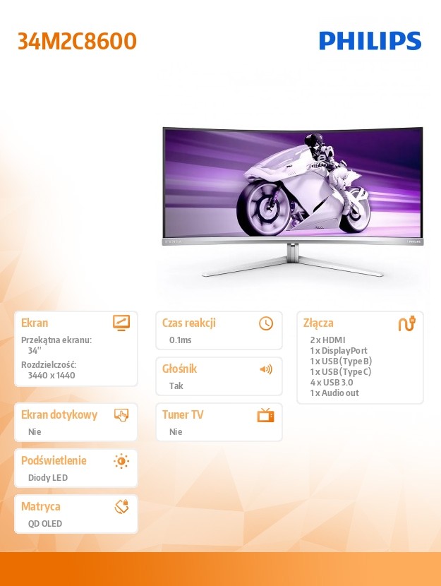 Monitorius philips 34m2c8600/00, 34