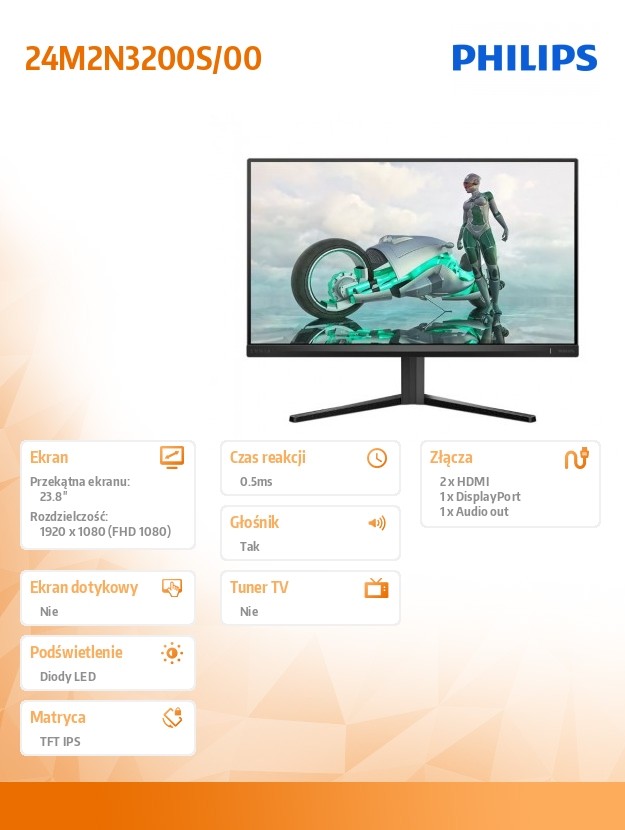 Monitorius philips 24m2n3200s/00, 23.8