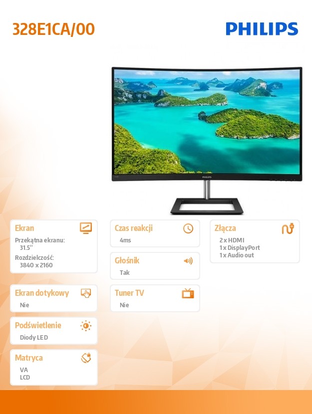 Monitorius philips 328e1ca/00, 31.5