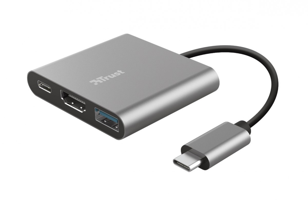 Adapteris trust dalyx 3-in-1 usb-c/usb-a/hdmi, 10 cm