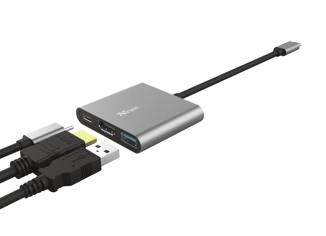 Adapteris trust dalyx 3-in-1 usb-c/usb-a/hdmi, 10 cm