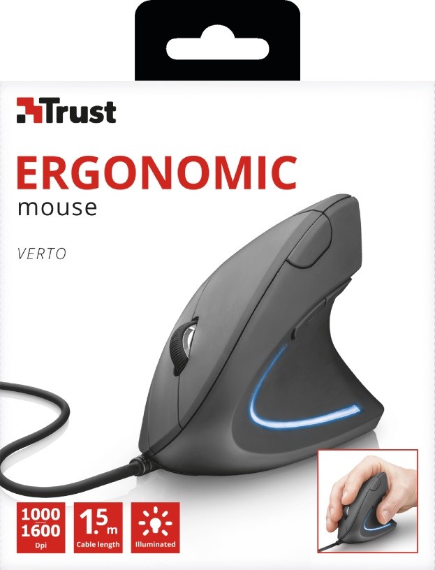 Vertikali pelė trust 22885, juoda