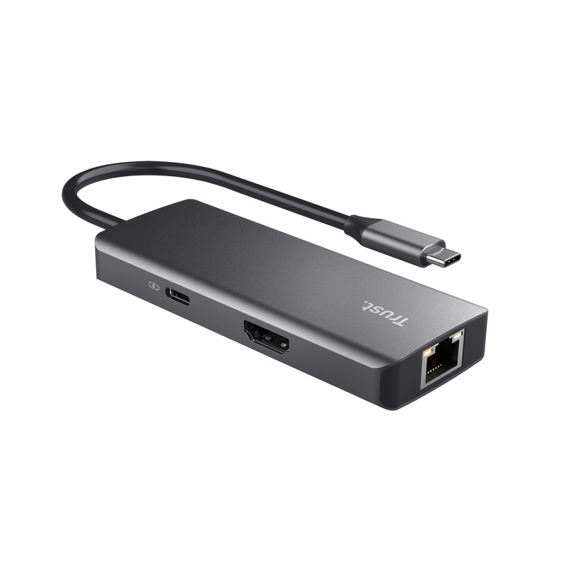 Trust dalyx usb type-c 1000 mbit/s sidabrinis adapteris, 6 jungtys