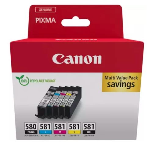 Rašalinis spausdintuvas Rašalo kasetės Canon PGI-580 PGBK/CLI-581 Cmyk, 5 vnt.
