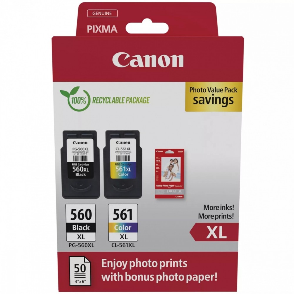 Kasetė rašaliniams spausdintuvams Rašalo kasetės Canon PG-560XL/CL-561XL