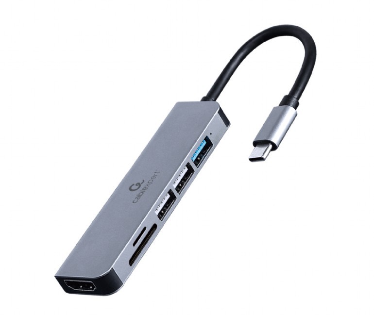 Gembird usb type-c 6-in-1 grey