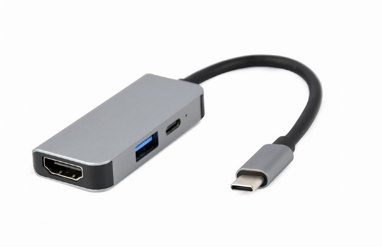 Dokstacija gembird usb type-c 3-in-1 silver
