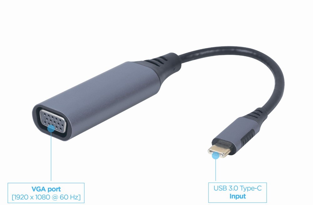 Adapteris gembird a-usb3c-vga-01, usb c – vga