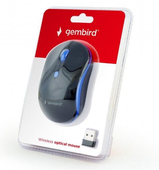 Belaidė pelė Gembird MUSW-4B-03-B, juoda/mėlyna