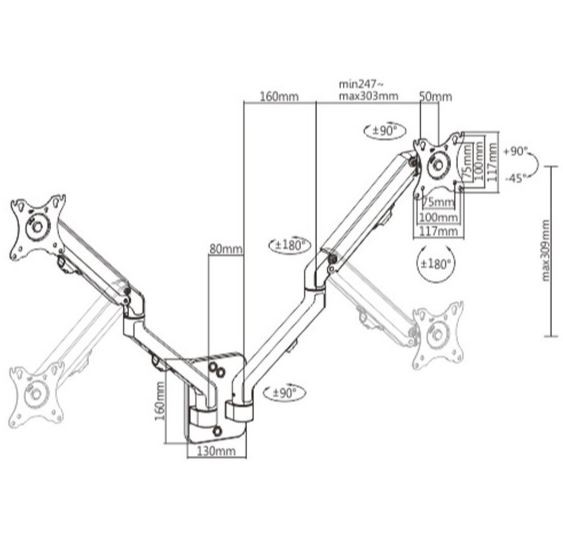 Monitoriaus laikiklis gembird 27'' ma-wa2-01