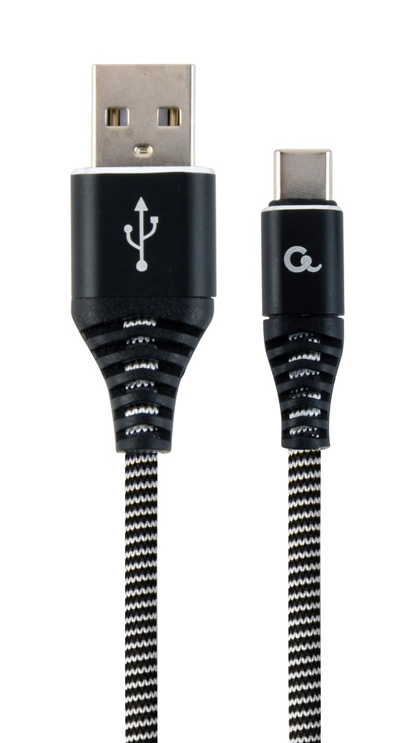 Maitinimo laidas gembird cc-usb2b-amcm-2m-bw, usb-a/usb-c, 2 m