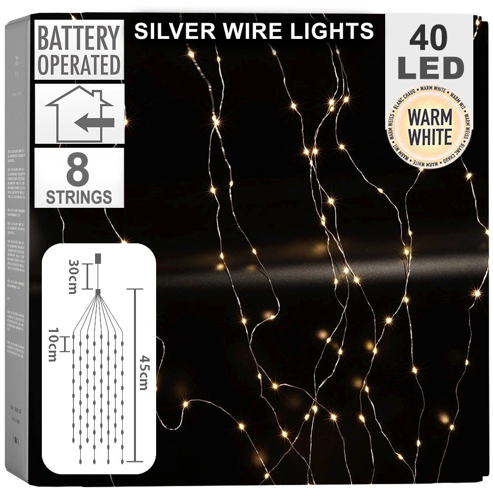 Gaismas aizkars 40 LED 45 cm