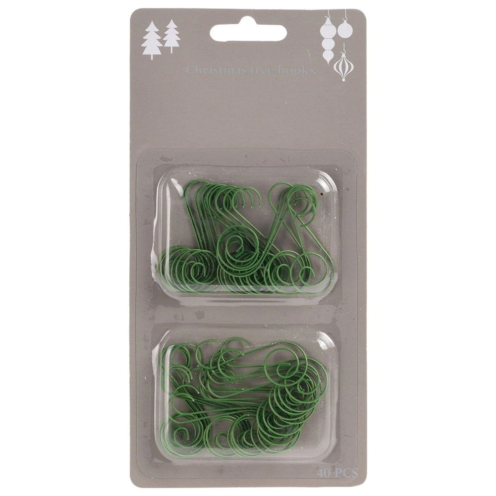 Kalėdinių dekoracijų kabliukai, žali, 4,5 cm, 40 vnt.