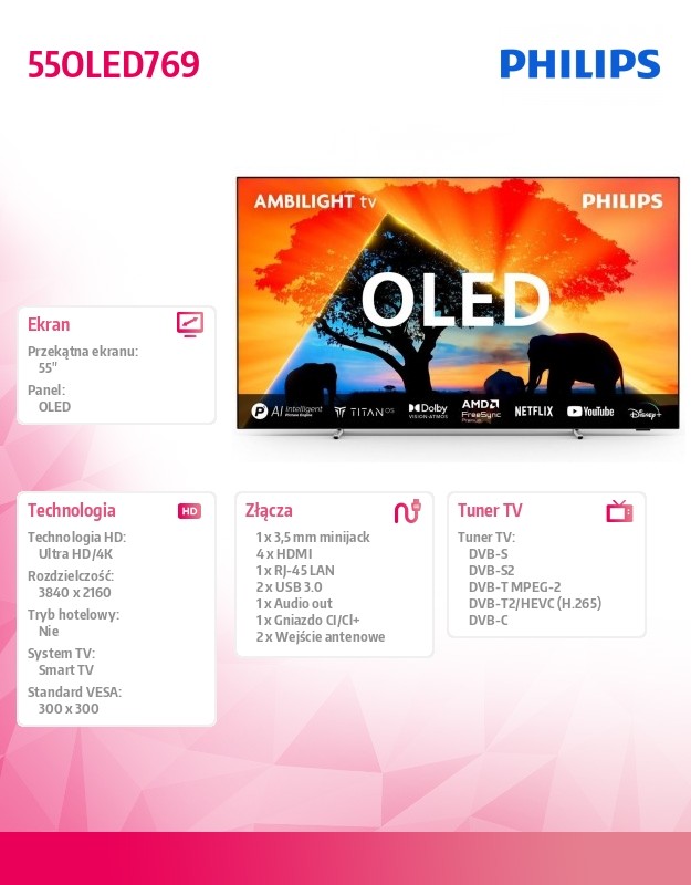Televizorius philips 55oled769/12, 55" (~140 cm)