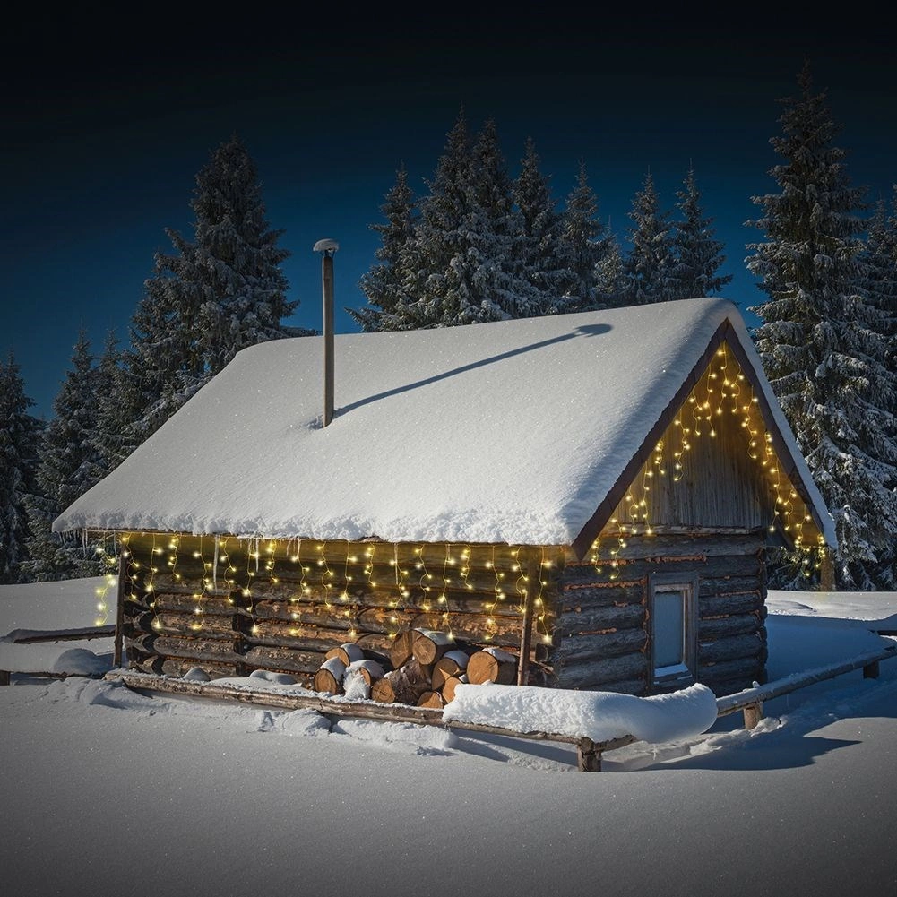 LED šviesos užuolaida 180 LED, skaidri, 600 × 52 cm 2