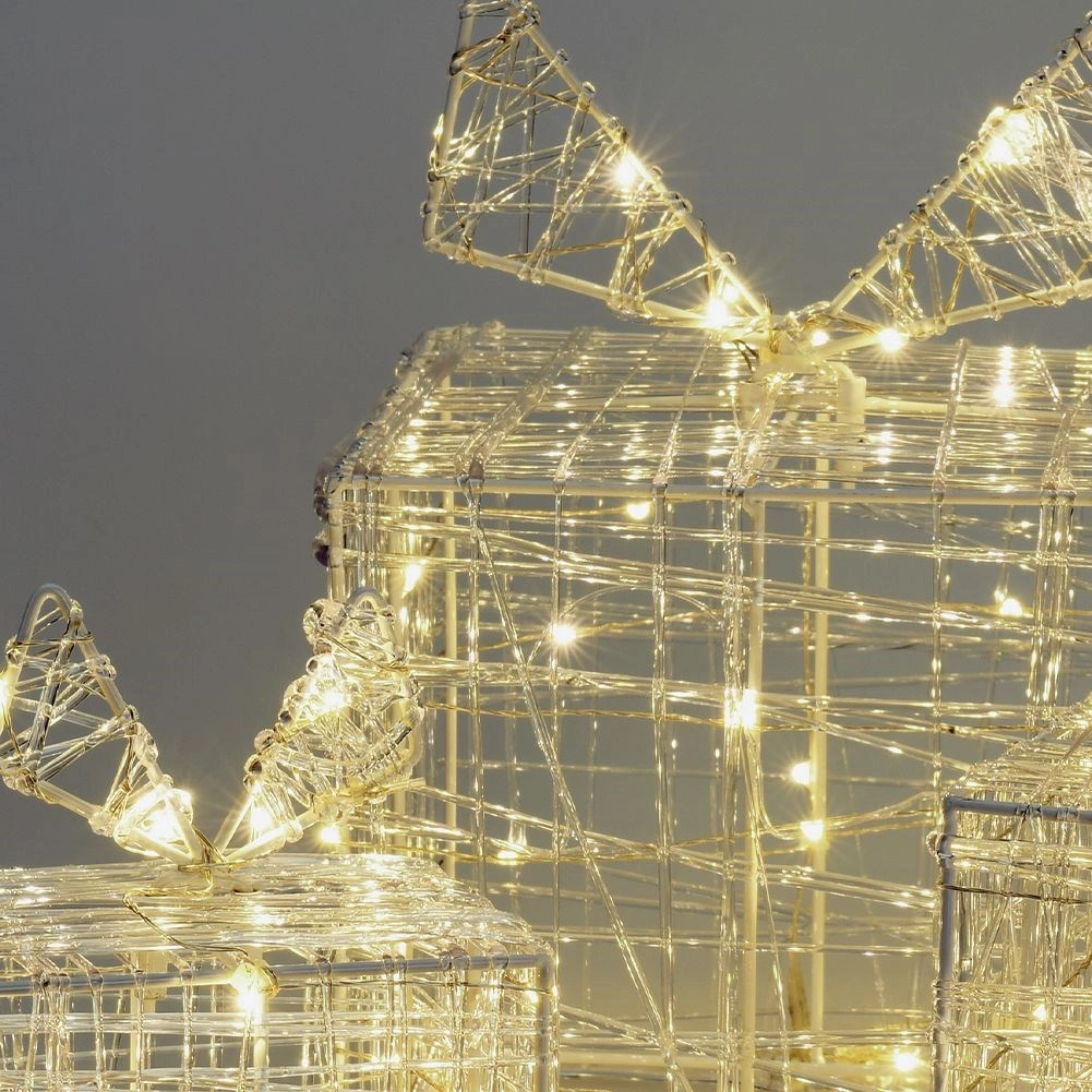 Kalėdinės šviečiančios dovanų dėžutės su 90 LED, skaidrios, 13–18 cm, 3 vnt. 2