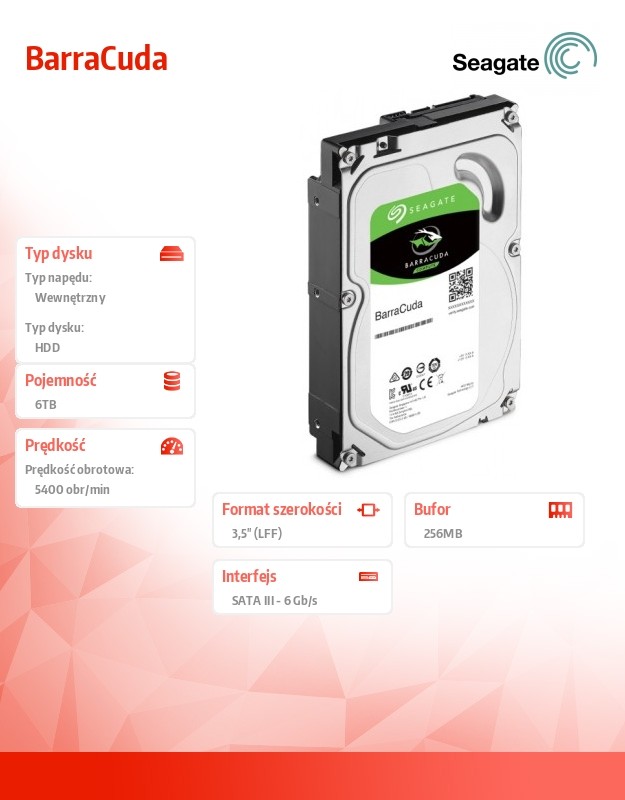 Hdd vidinis kietasis diskas seagate barracuda 6tb, sata/600 (st6000dm003)