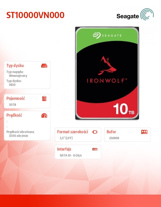 Hdd vidinis kietasis diskas standusis diskas|seagate|ironwolf|10tb|sata 3.0|256 mb|7200 aps./min|3,5