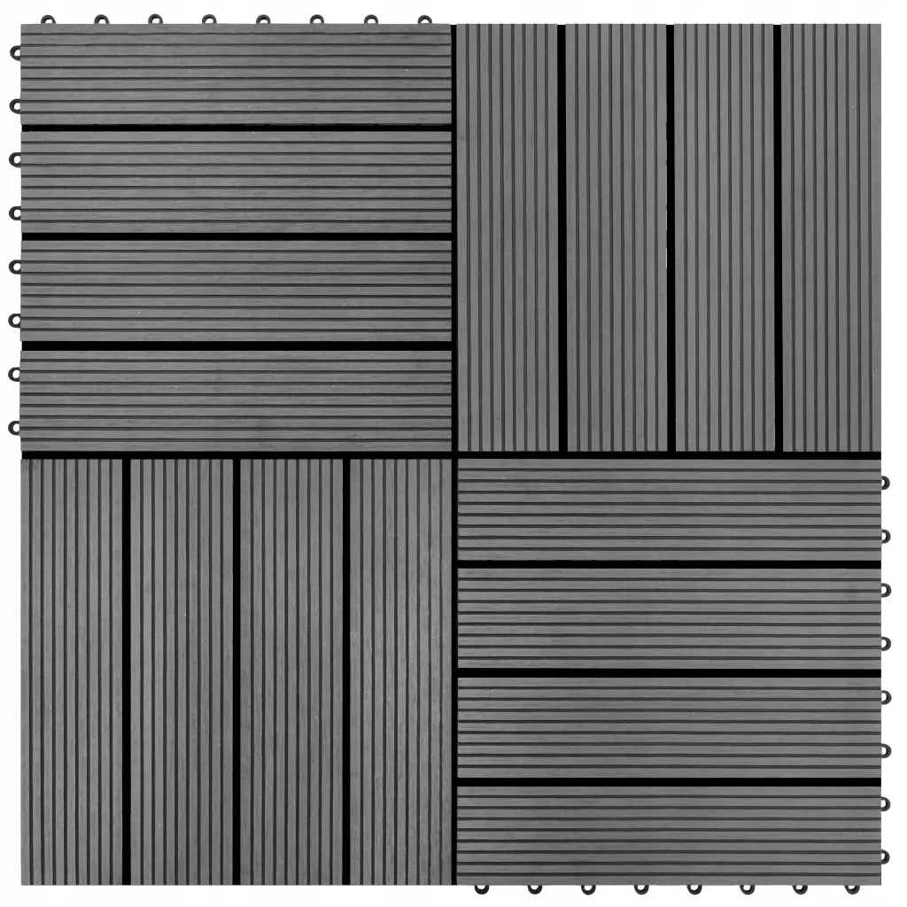 Grindų plytelės WPC, 30x30cm, pilkos