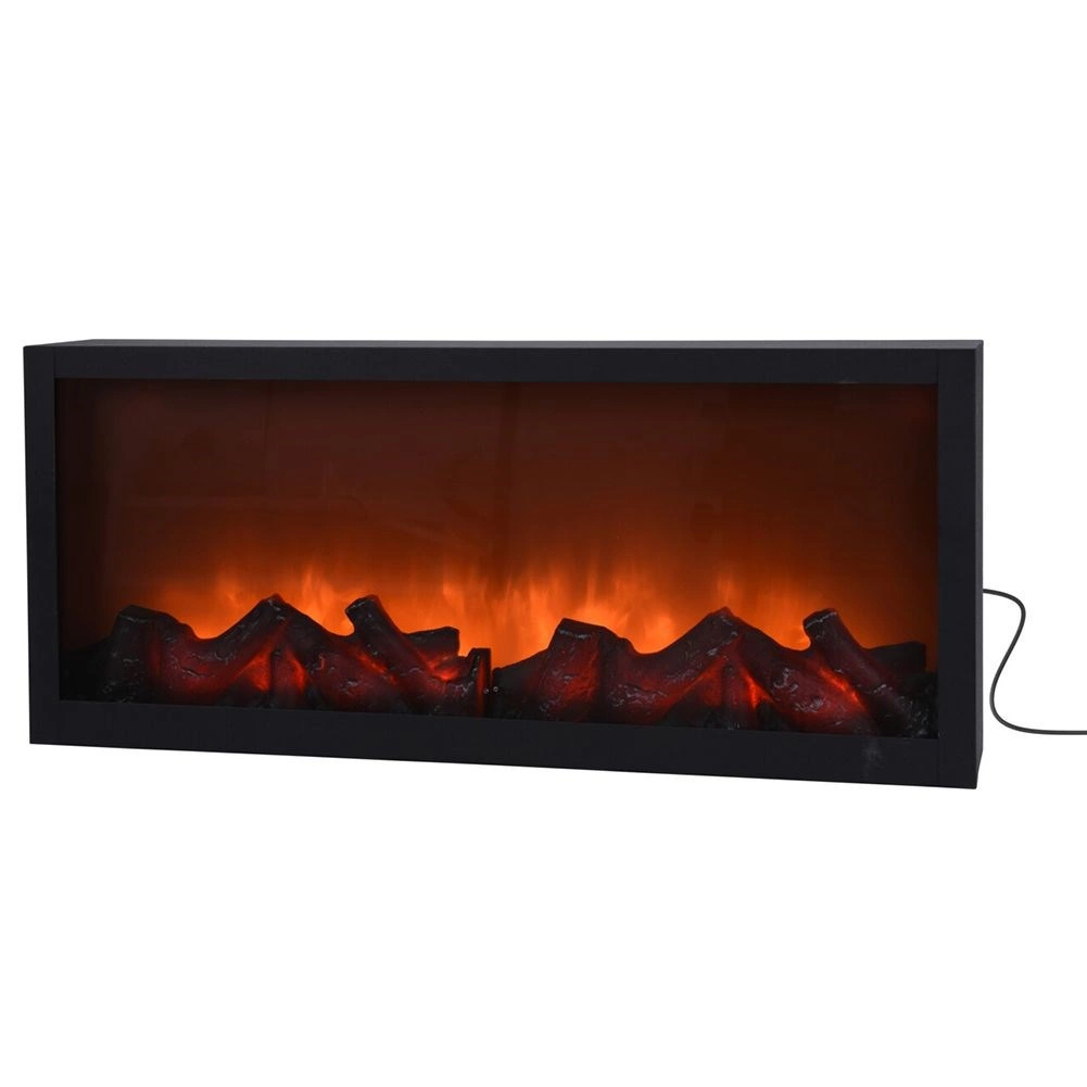 Elektrinis židinys su LED liepsnos imitacija, juodas, 57 × 10 × 25 cm