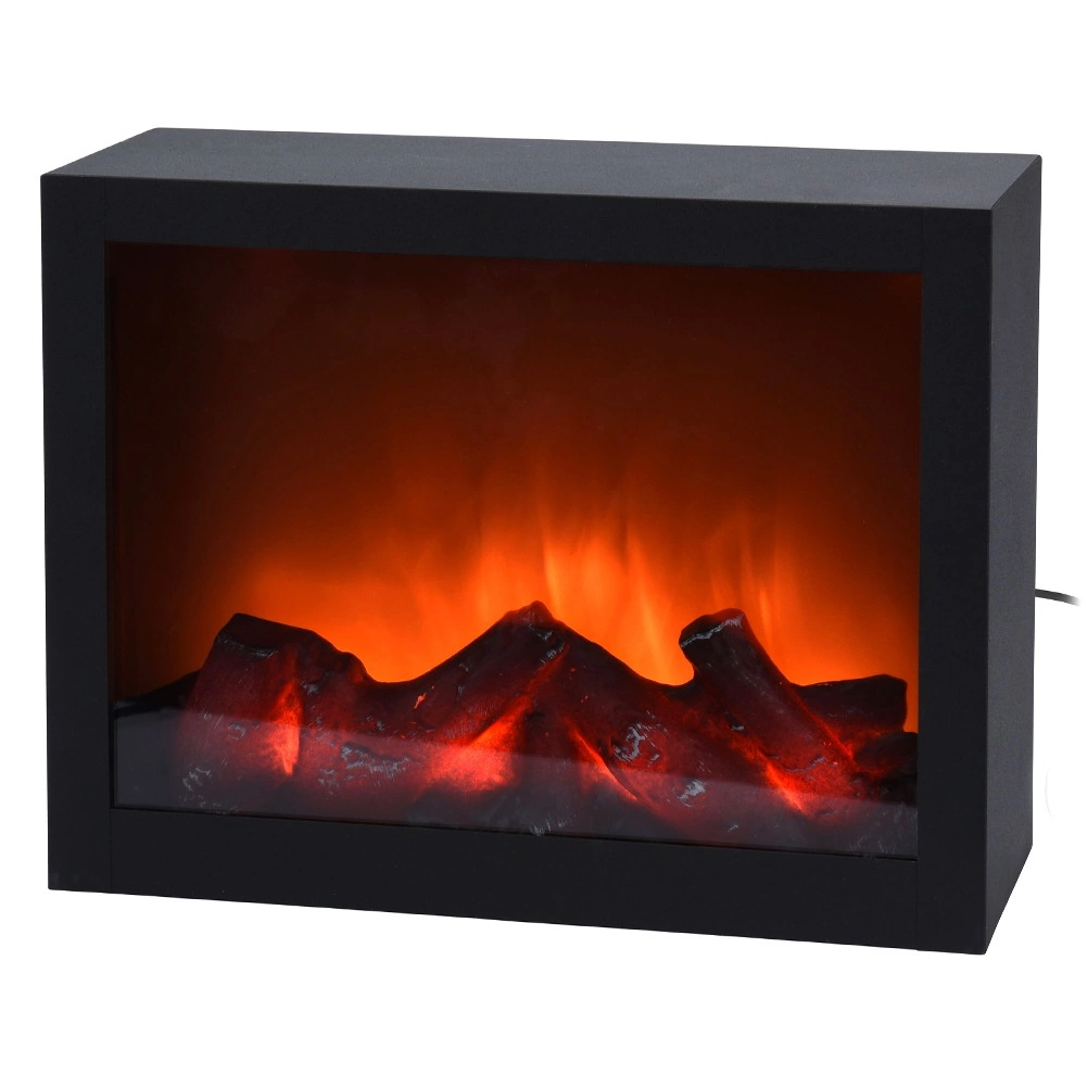 Dekoratyvinis LED židinys su liepsnos efektu, juodas, 29 × 10 × 23 cm 2