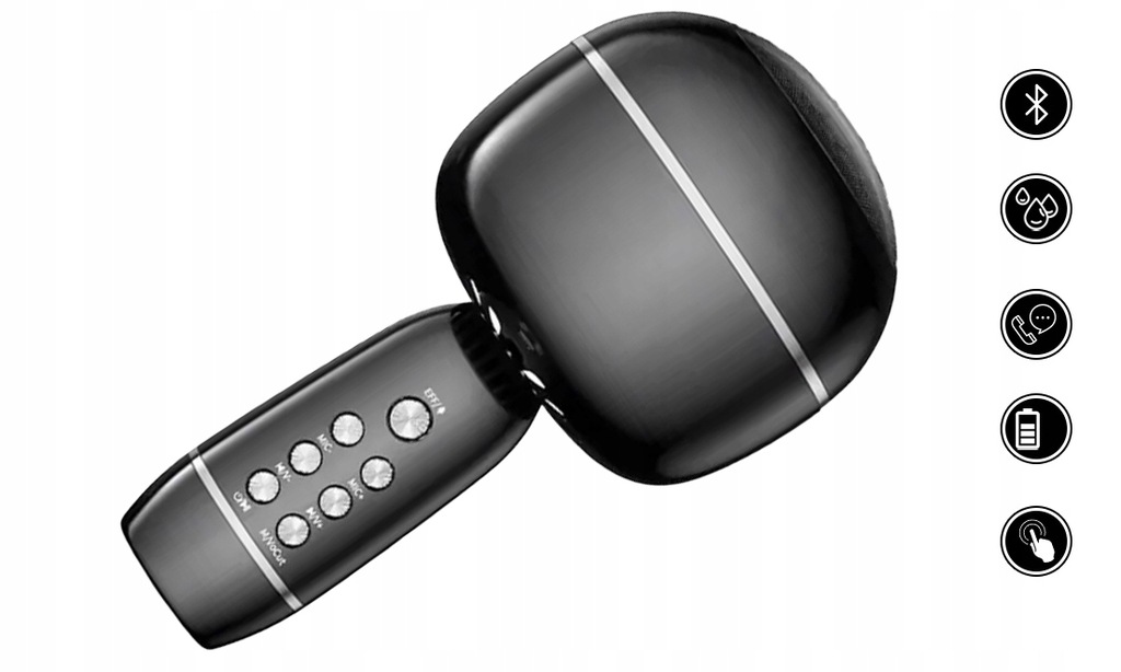 Belaidis karaokė mikrofonas su led garsiakalbiu usb microsd lizdas 7w