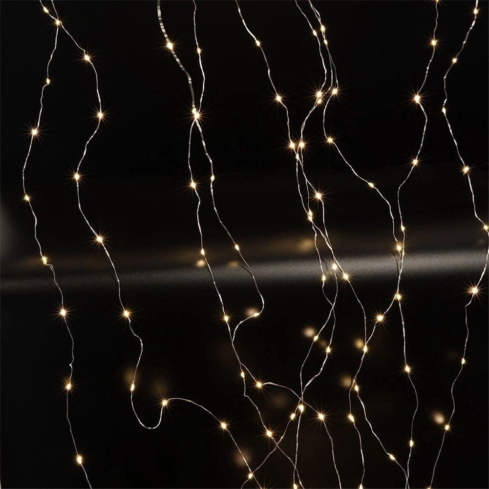LED švieselių užuolaida 160 LED, sidabrinė, 190 cm