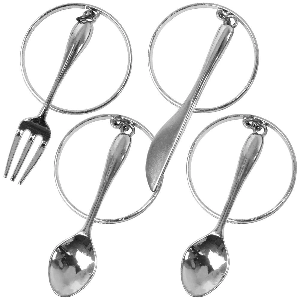 Servetėlių žiedai metaliniai sidabriniai 4 cm 4 vnt. 2