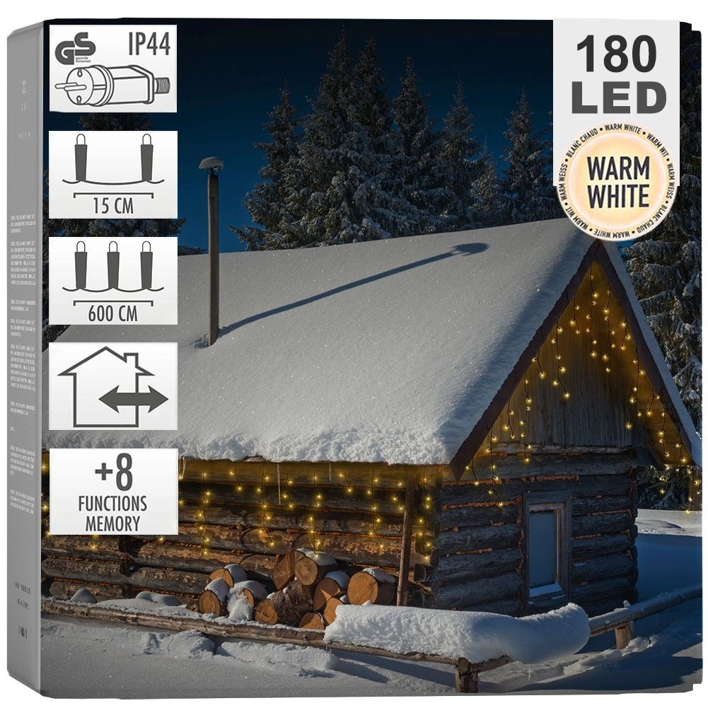 LED gaismas aizkars 180 LED, zaļš