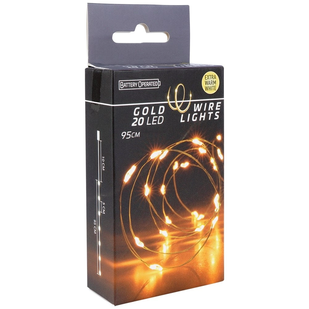 Kalėdinė LED lempučių girlianda 20 LED, auksinė, 95 cm 2