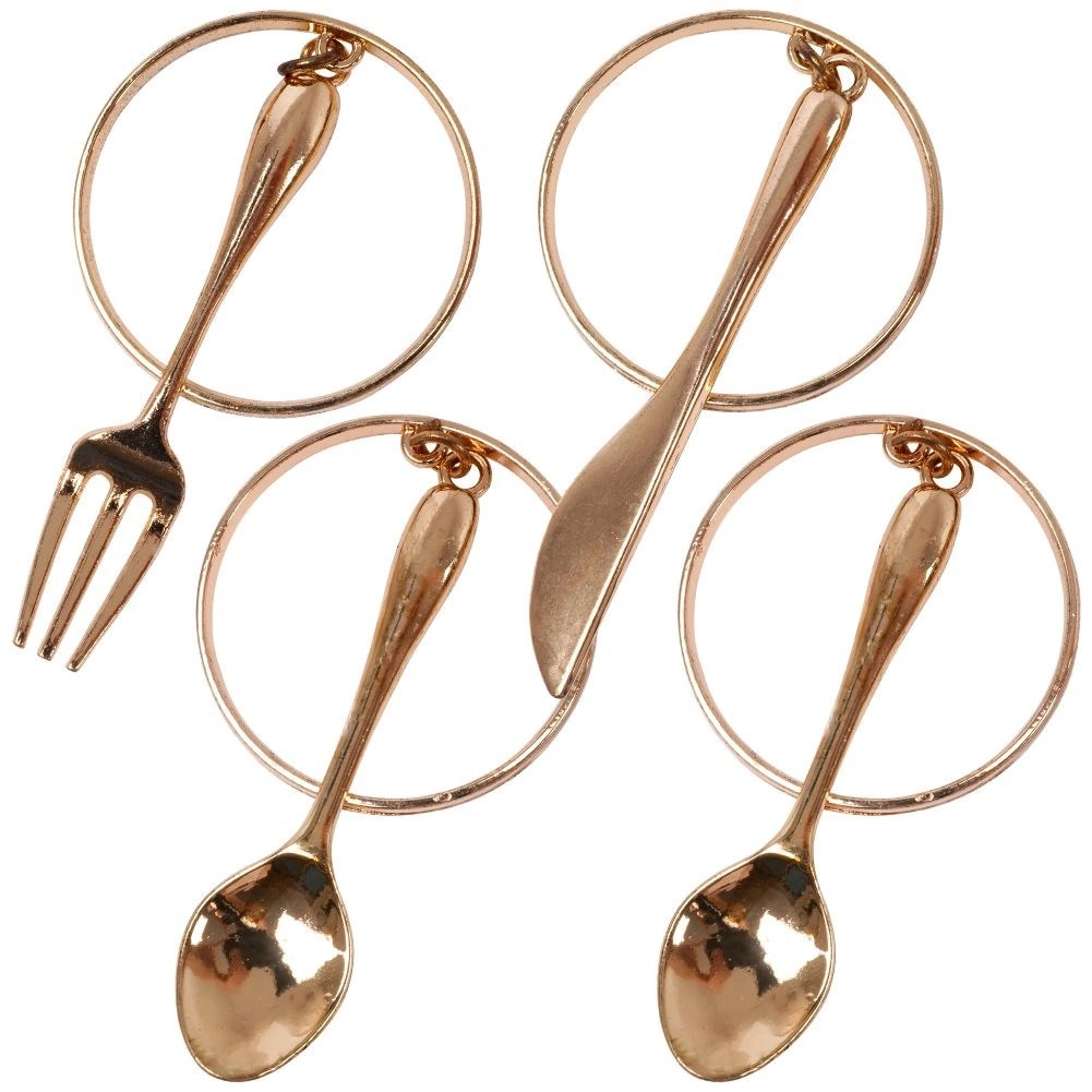 Servetėlių žiedai metaliniai auksiniai 4 cm 4 vnt. 2
