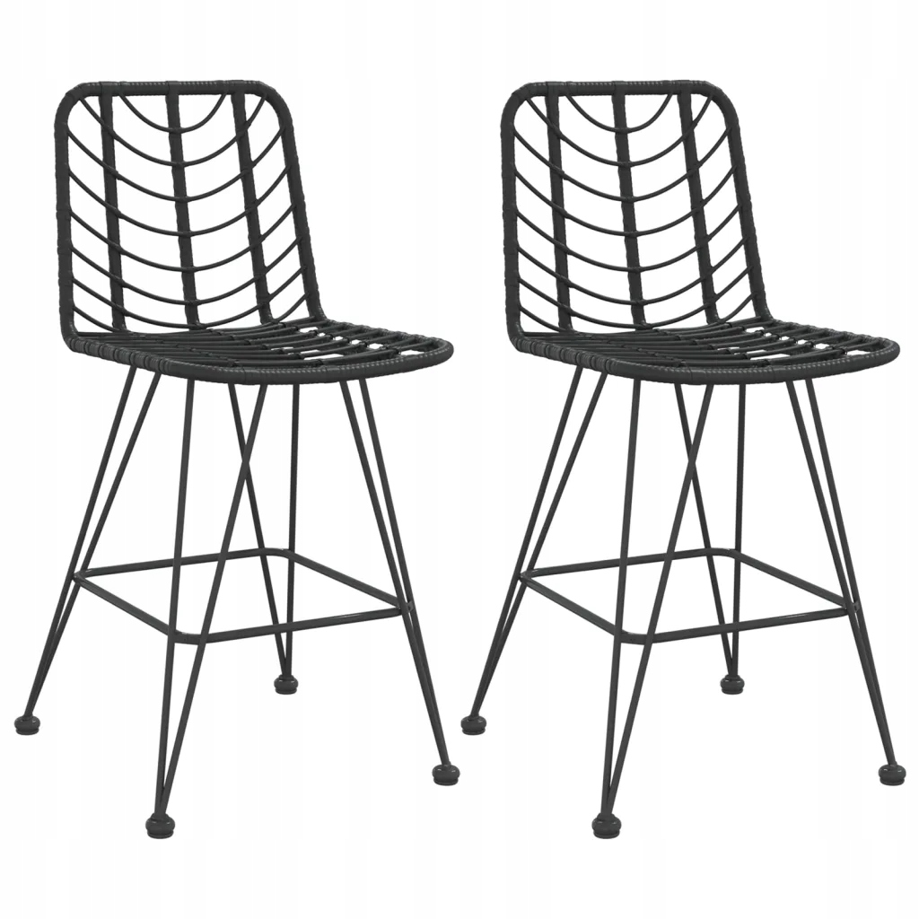 Barų kėdės, 2 vnt, juoda 45 x 56 x 103,5 cm, pe, rotangas ir stal vidaxl