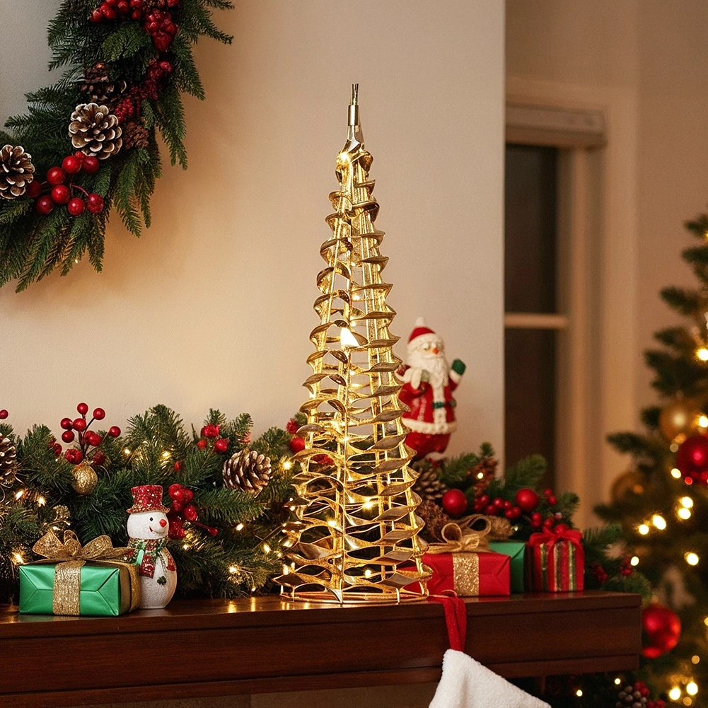 Kalėdinė LED eglutė su 30 LED ir laikmačiu, auksinė, 40 cm