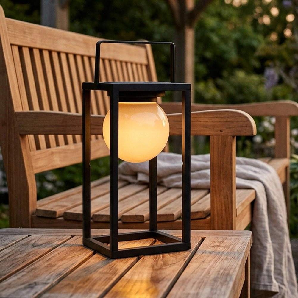 Saulės energija įkraunamas LED lauko šviestuvas, juodas, 15 × 15 × 30 cm