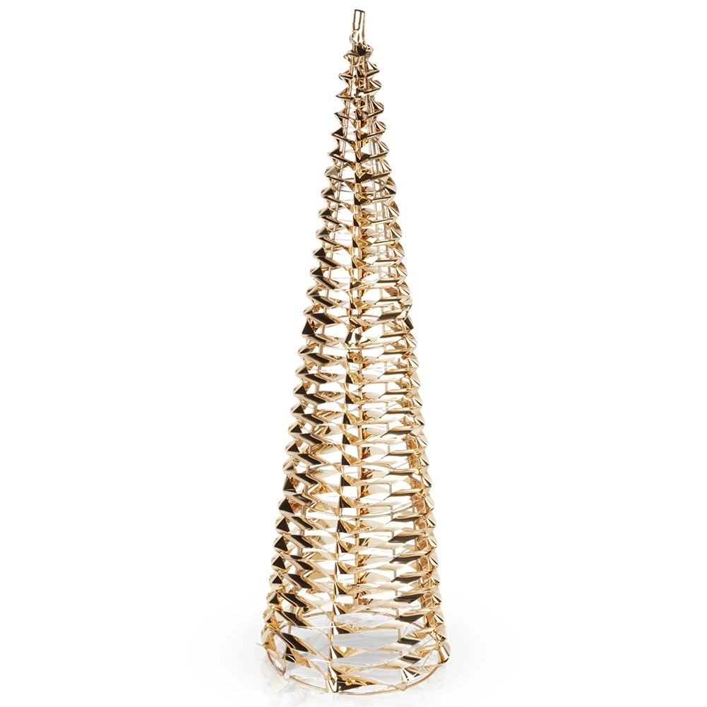 Šviečianti kūgio formos Kalėdų eglutė su 60 LED, auksinė, 16 × 16 × 60 cm