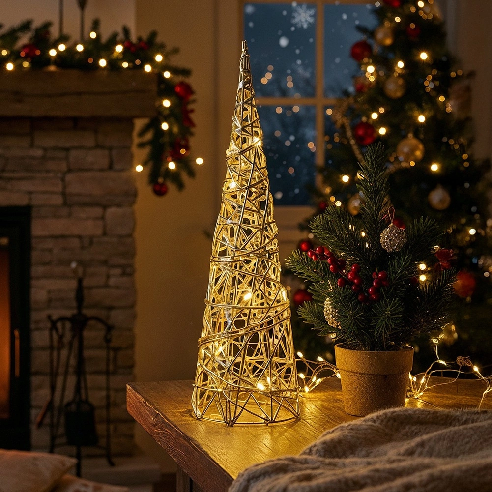 LED kalėdinė eglutė, auksinė, 40 cm