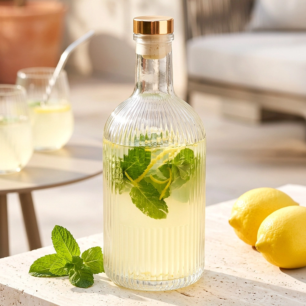 Stiklinė gertuvė su kamščiu, skaidri, 500 ml