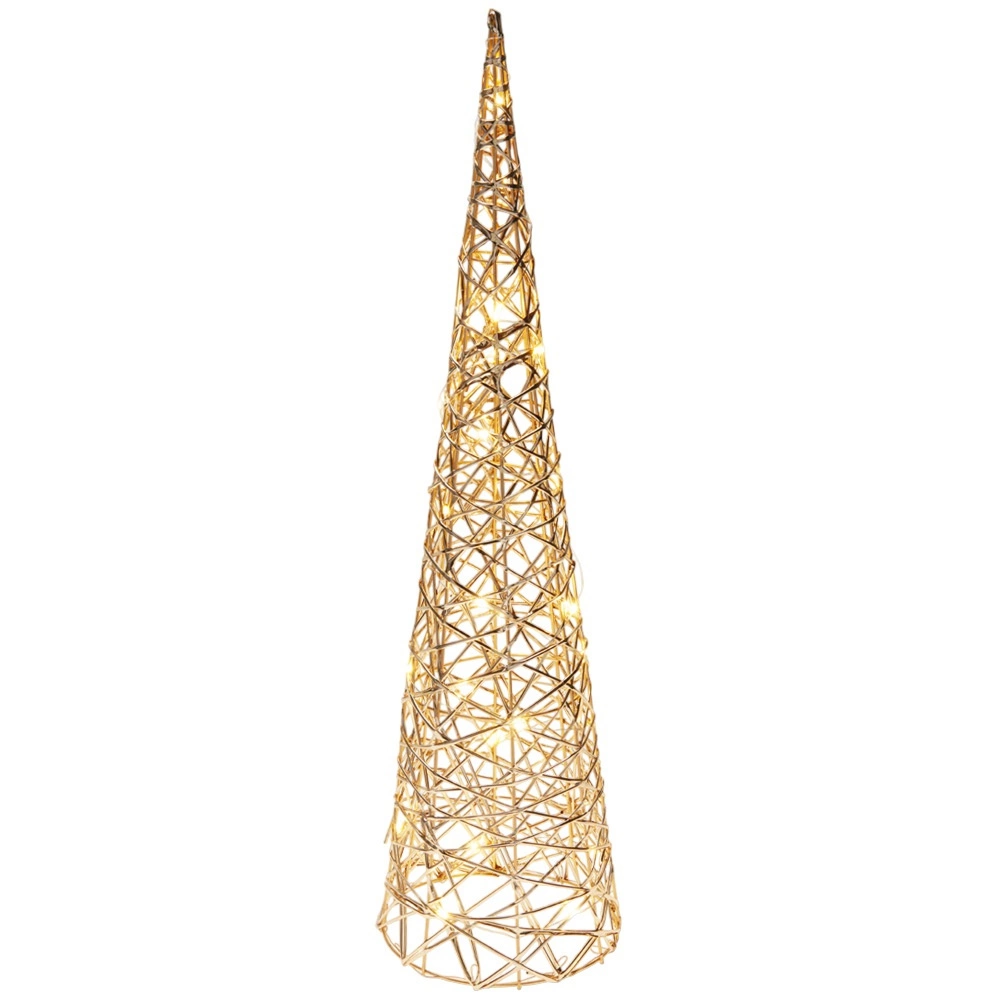 Šviečianti kalėdinė eglutė su 30 LED ir laikmačiu, auksinė, 60 cm 2