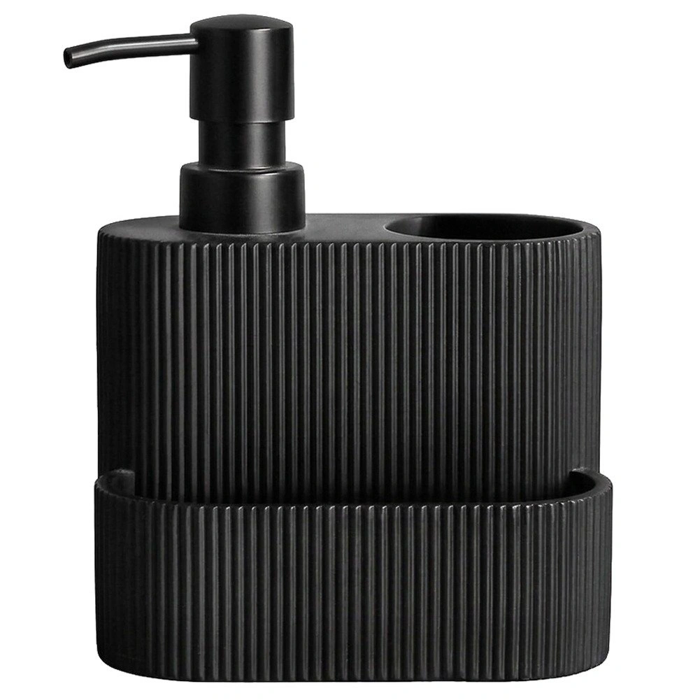 Indų ploviklio dozatorius su kempinės ir šepetėlio laikikliu, 250 ml, juodas, 13 × 10 × 16 cm 2