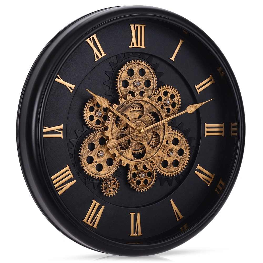 Sieninis laikrodis su judančiu mechanizmu, juodas, 40 cm
