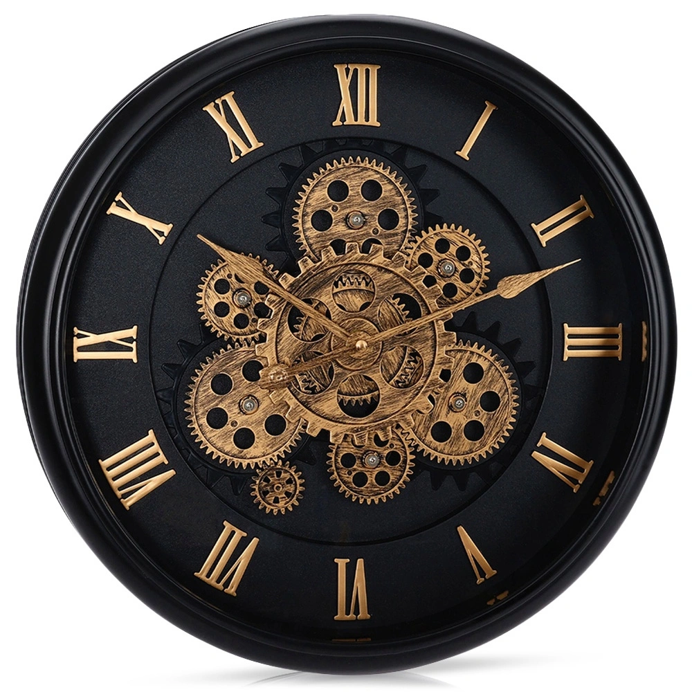 Sieninis laikrodis su judančiu mechanizmu, juodas, 40 cm 2