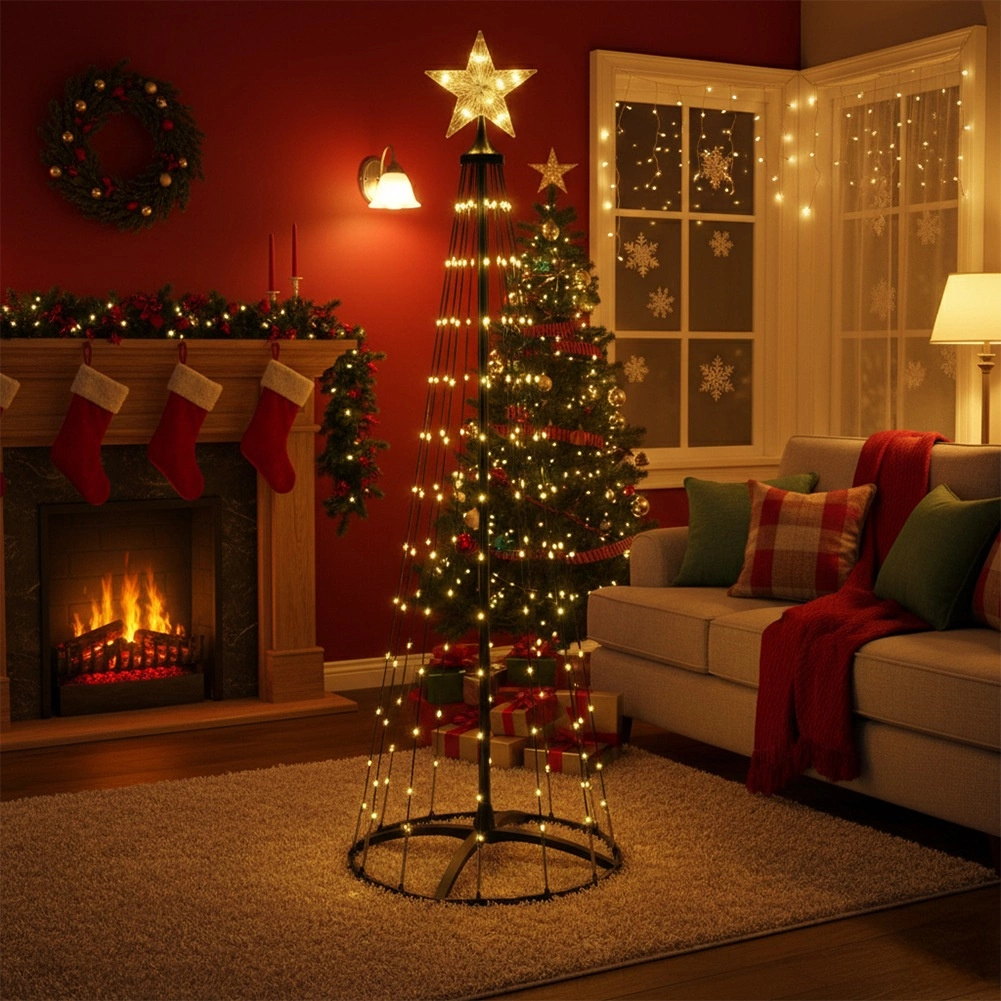 LED kalėdinė eglutė su žvaigžde, 550 LED, juoda, 90 × 90 × 300 cm