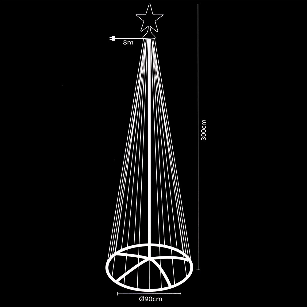 LED kalėdinė eglutė su žvaigžde, 550 LED, juoda, 90 × 90 × 300 cm 3