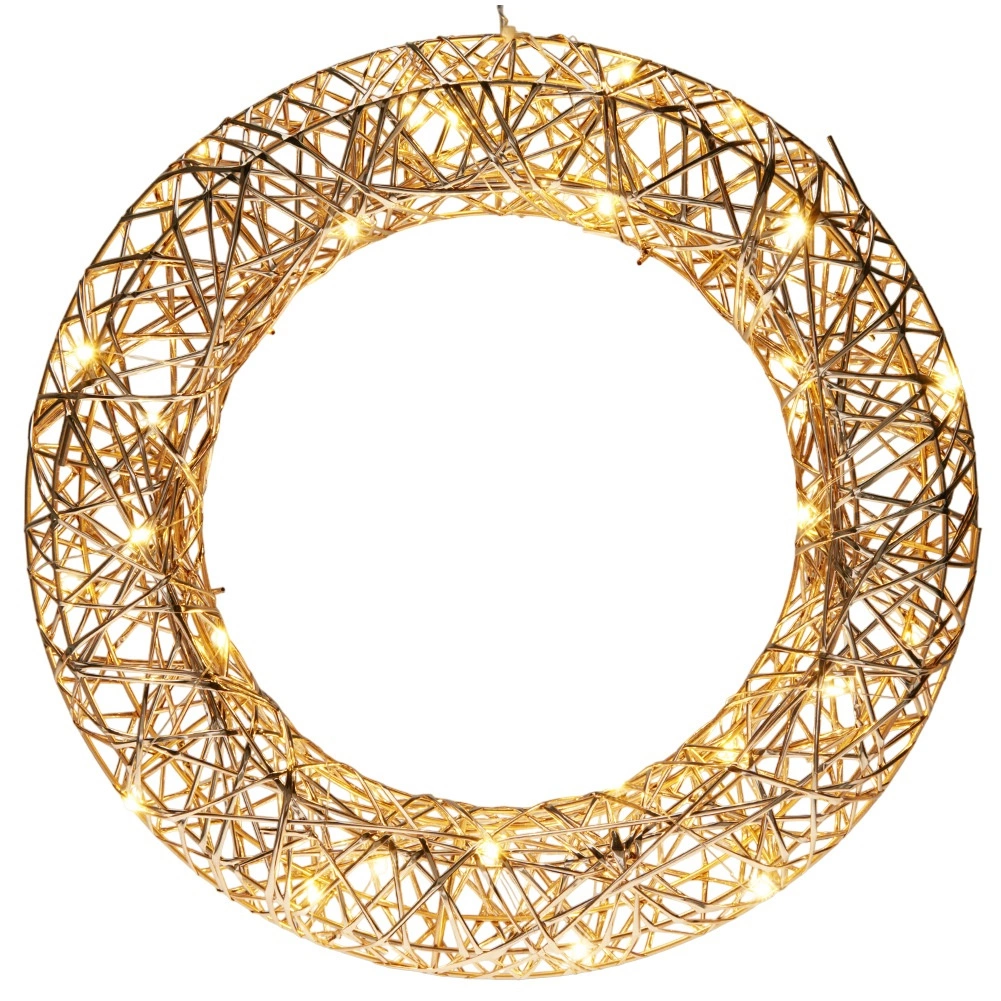Šviečiantis kalėdinis vainikas, 30 LED, auksinis, 40 cm 2