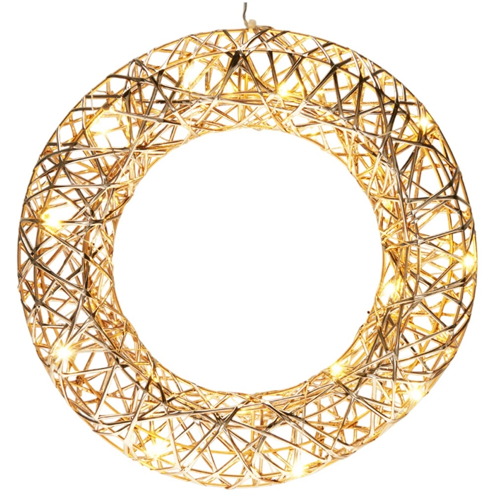 Kalėdinis vainikas su 20 LED ir laikmačiu, auksinis, 30 cm 2
