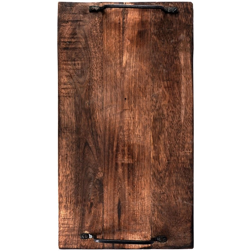 Pjaustymo lentelė iš mango medienos su metalinėmis rankenomis, ruda, 40,5 × 21,5 × 5,5 cm 2
